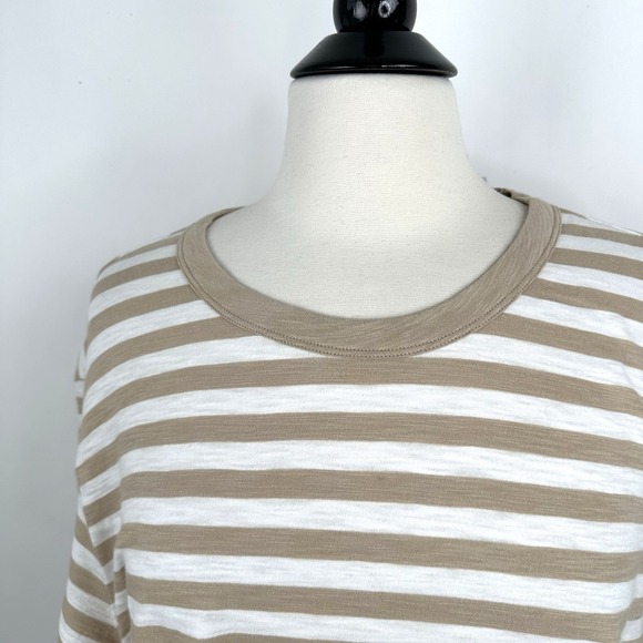 NWT GAP Forever Soft Tee XXL 20 Khaki Stripe Short Sleeve Crew Neck Foreversoft - Picture 4 of 11